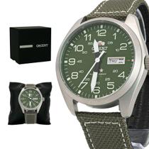 Relógio Orient Masculino Automático Verde Militar Nylon Original Prova D'água Garantia 1 ano ROF49SN020E2EP