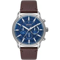 Relógio ORIENT masculino azul cronógrafo couro MBSCC055 D1NX