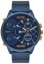 Relogio Orient Masculino Cronógrafo Masct001 D2Dx Couro Azul