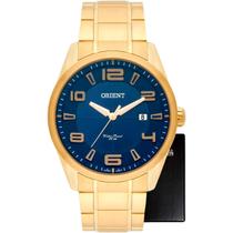 Relógio Orient Masculino Dourado com Fundo Azul Mgss1131