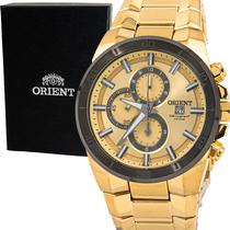 Relógio Orient Masculino Dourado Original Cronógrafo Prova D'água Garantia 1 ano MGSSC050 C1KX