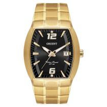 Relógio ORIENT masculino dourado preto GGSS1017 P2KX