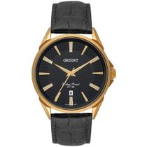 Relógio orient masculino dourado pulseira de couro preta