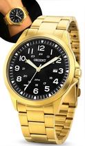 Relogio Orient Masculino Esportivo De Pulso Analógico Quartz Numeração Completa Dourado Brilha No Escuro A Prova Dágua Em 50 Metros Original
