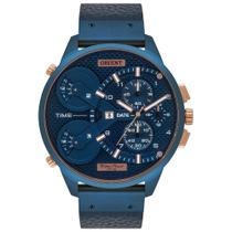 Relógio ORIENT masculino multi-time azul couro MASCT001 D2DX