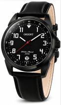 Relógio Orient Masculino Original Analógico Preto Pulseira em Couro Calendário Quartz Vidro Mineral