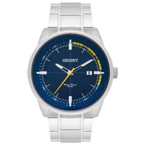 Relógio Orient Masculino - Prata com Mostrador Azul e Calendário