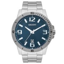 Relogio Orient Masculino Prata Fundo Azul MBSS1419 D2SX