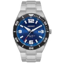 Relógio Orient Masculino Prata Mbss1476 D2sx Fundo Azul