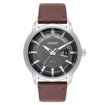Relógio ORIENT masculino prata preto couro MBSC1039 G1NX
