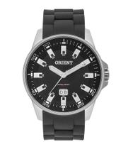 Relogio Orient Masculino prata preto pulseira borracha calendario MBSP1031 P1PX