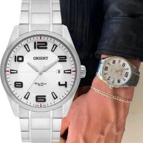Relógio Orient Masculino Prateado Original Grande Prova dÁgua Mbss1297 S2sx