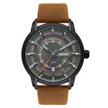 Relogio Orient Masculino preto mostrador verde pulseira de couro marrom MPSC1006 E1MX Relogio Orient Masculino preto mostrador verde pulseira de couro marrom MPSC1006 E1MX