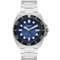 Relogio Orient Masculino SOLAR prata AZUL com calendario moderno aço inox a prova dagua 200 METROS MBSS1471 D1SX