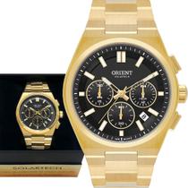 Relógio Orient Masculino Solartech Dourado Cronógrafo Luxo