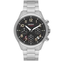 Relógio Orient Masculino Solartech ST Elite Land Cronógrafo Aço Prata Fundo Preto Safira MBSSC290 P2SX