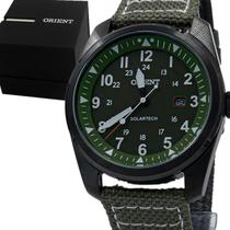 Relógio Orient Masculino Solartech Verde Militar Nylon Original Prova D'água Garantia 1 ano