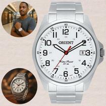 Relógio Orient MBSS1171 S2SX Masculino Quartzo Prova Dágua 50 Metros 5 ATM Casual Prata Analógico Pulseira Aço Inox