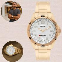 Relógio Orient MGSS1105A S2KX masculino quartzo prova dágua 50 metros casual pulseira aço inóx calenário clássico dourado analógico