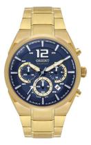 Relogio orient solar cronografo azul metal dourado mgssc055 d2kx