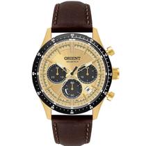Relógio Orient Solartech Cronógrafo Couro Dourado MGSCC011 C1NX