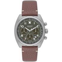 Relógio Orient Solartech Cronógrafo Pulseira Couro Marron MBSCC069 E2NX