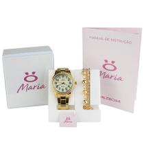 Relógio Orizom Maria + Pulseira Feminina Dourado