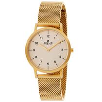 Relógio OSLO Norway Feminino Dourado Slim Vidro Safira Relógio OSLO Norway Feminino Dourado Slim Vidro Safira