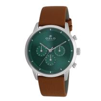 Relógio Oslo Slim Vidro Safira Pulseira Couro Masculino OMBSCCVD0004 E1