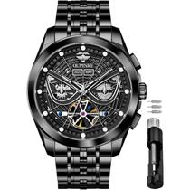 Relógio OUPINKE Men Skeleton Automatic Stainless Steel