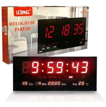 Relógio Para Parede Led Digital Grande 46Cm Termômetro Data