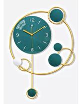 Relógio Parede 3D Contemporâneo Metal Verde 68x40 - Luxuoso