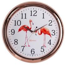 Relógio Parede 40cm Silencioso Rosê Flamingos Herweg 660047S Relógio Parede 40cm Silencioso Rosê Flamingos Herweg 660047S