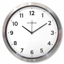 Relogio Parede Aluminio Escovado Cozinha Grande Branco Escritório Sala Quarto Area Festa 30,5cm