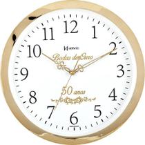 Relógio Parede Bodas De Ouro 50 Anos Herweg Dourado 6815-29