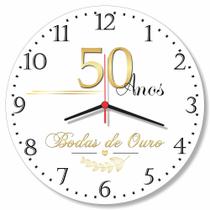 Relogio Parede Bodas Presente Aniversário Casamento Ouro Prata Diamante Esmeralda Perolas 30cm - RelóGil
