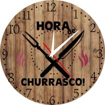 Relógio Parede Churrasco Área Festa Rústico Madeira 30cm