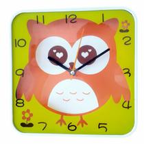 Relogio parede coruja 20cm quadrado