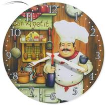 Relógio Parede Cozinheiro Cozinha Chefe Vintage Retrô 30cm - RelóGil