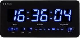 Relogio Parede Digital 47 Cm Led Azul Herweg 6492 Termômetro Relogio Parede Digital 47 Cm Led Azul Herweg 6492 Termômetro