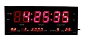 Relógio Parede Digital Led Data Mês Ano Temperatura Grande