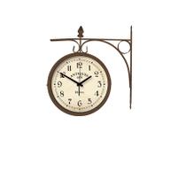 Relógio Parede Dupla Face Estação Retrô Aço Vintage - 6358