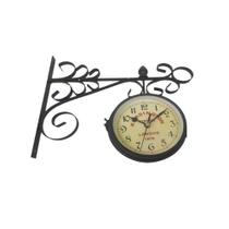 Relogio parede dupla face vintage estacao ferroviaria retro