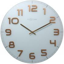 Relógio Parede Elegante Branco E Cobre Nextime D=50cm