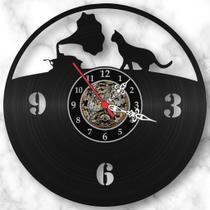 Relógio Parede Gato Vitrola Musica Vinil Lp Decoração Retrô Promoção Relógio Parede Gato Vitrola Musica Vinil Lp Decoração Retrô Promoção