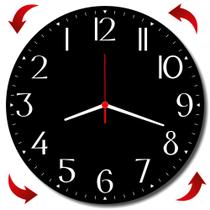 Relogio Parede Invertido Horário Maluco Preto Anti-horario Numero Grande Engraçado 30cm - RelóGil