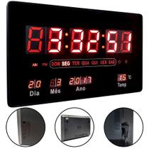 Relógio Parede Led Digital Calendário Termômetro Mesa Le-2132 - Lelong