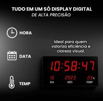 Relógio Parede Led Digital Grande 47cm Data Termômetro Firma Academia Hospital Relógio Parede Led Digital Grande 47cm Data Termômetro Firma Academia Hospital