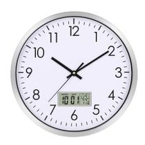 Relogio parede luxo display digital temperatura calendario despertador escritorio sala consultorio prata Relogio parede luxo display digital temperatura calendario despertador escritorio sala consultorio prata