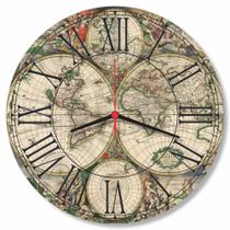 Relogio Parede Mapa Mundi Mundo Decorar Cozinha Sala Area Festa Vintage Presente 30cm - RelóGil
